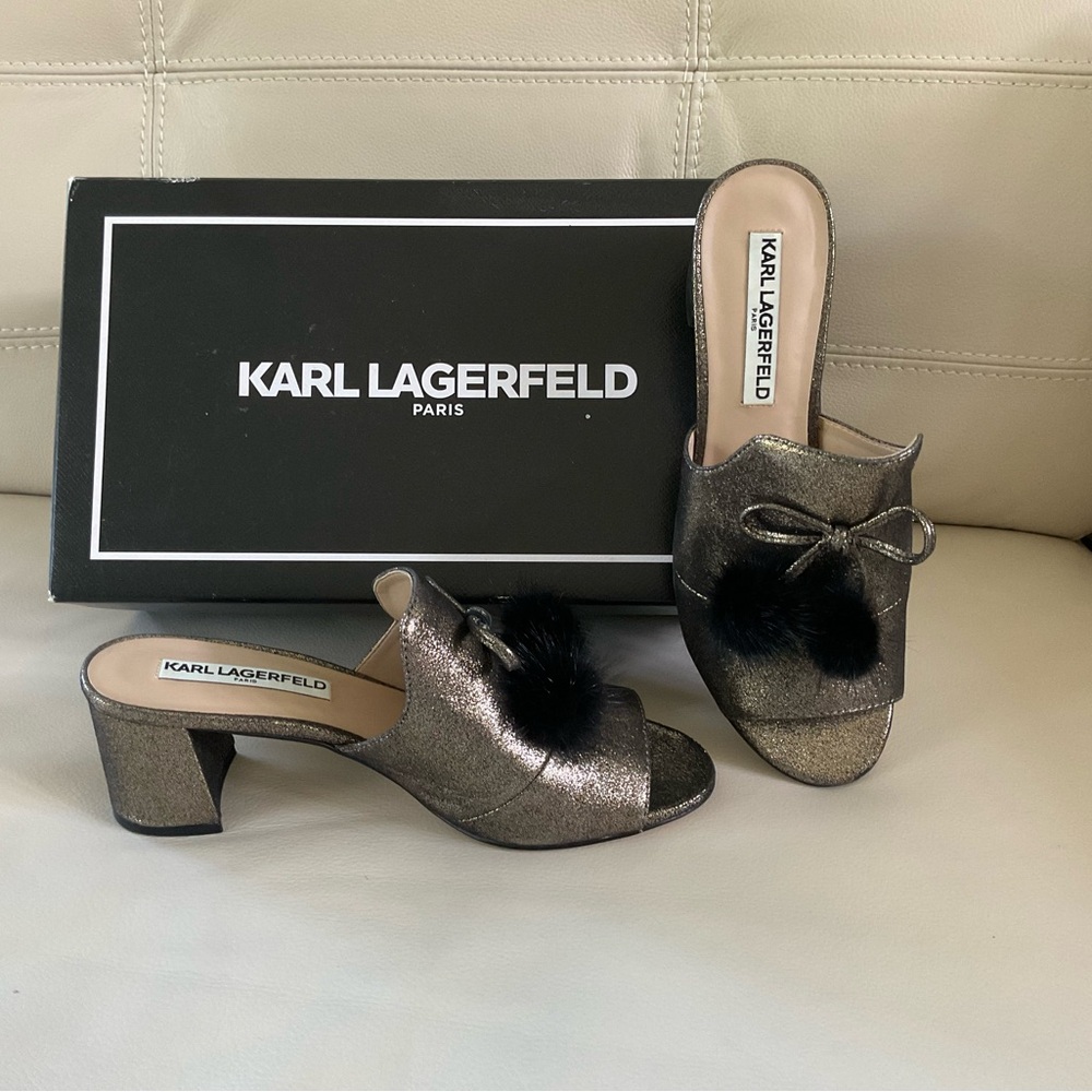 Karl Lagerfeld HENNIE Bronze Metallic Suede Shoes, Size 7.5
